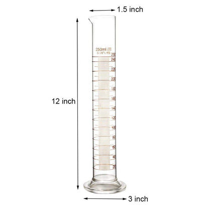 2 Pack 100 mL Glass Graduated Cylinder Measuring with Cleaning Brush | Single Metric Scale, Heavy-Duty Round Stems, Orange Graduations, Wide Rims, Tapered Pour Spouts, Dishwasher-Safe