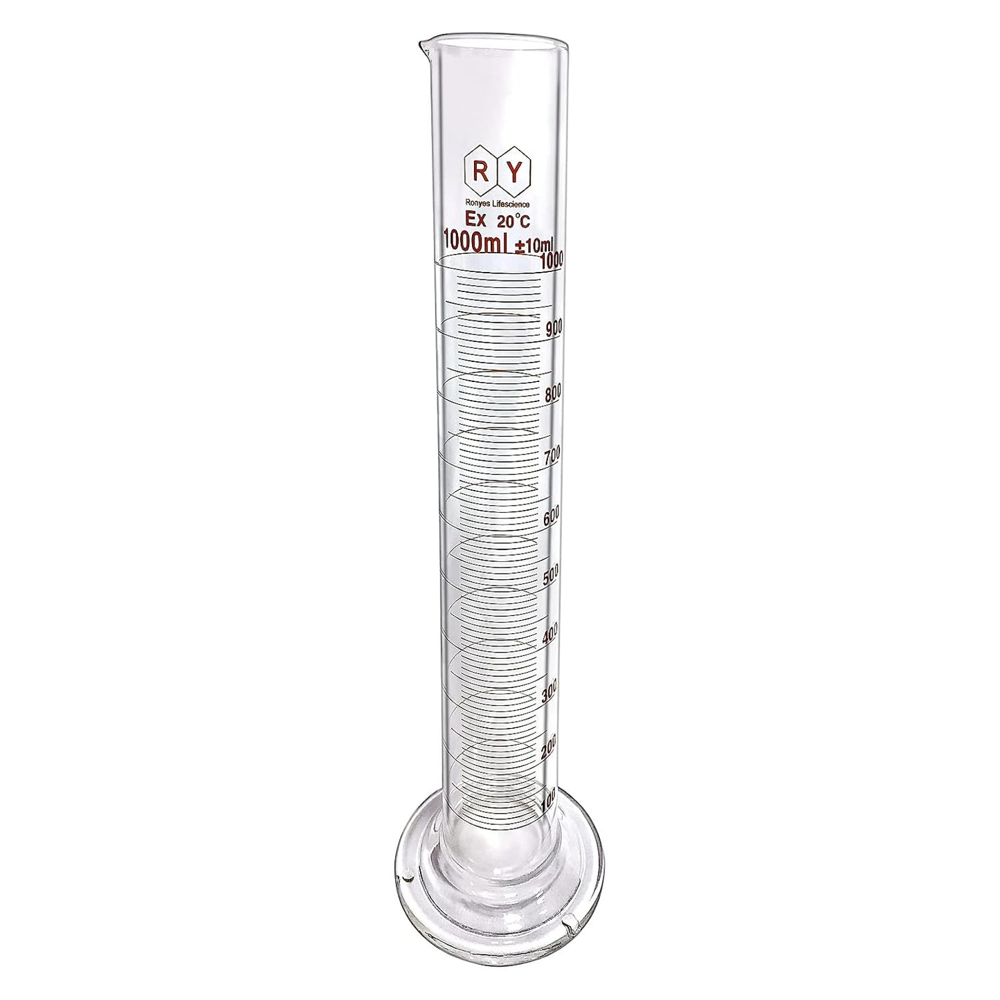 2 Pack 100 mL Glass Graduated Cylinder Measuring with Cleaning Brush | Single Metric Scale, Heavy-Duty Round Stems, Orange Graduations, Wide Rims, Tapered Pour Spouts, Dishwasher-Safe