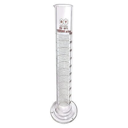 2 Pack 100 mL Glass Graduated Cylinder Measuring with Cleaning Brush | Single Metric Scale, Heavy-Duty Round Stems, Orange Graduations, Wide Rims, Tapered Pour Spouts, Dishwasher-Safe
