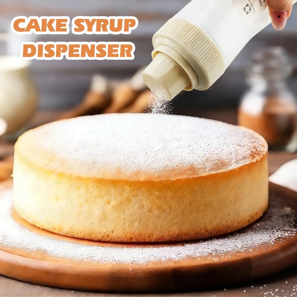 2 Pcs Cake Syrup Dispenser, Refillable Squeeze Bottles with Cleaning Brush, 12oz Sauce Dispensers with Sealing Lid for Honey Ketchup Syrup Salad Dressing(COLOR:Translucent)