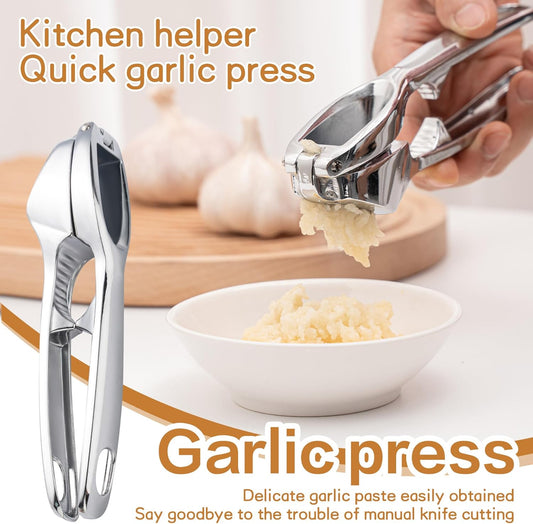 Kitchen Premium Garlic Press - Zinc Alloy | Crushes Garlic Cloves, Crushes Ginger Chunks, Crushes Nuts and Seeds, Comfortable to Use, Dishwasher Safe