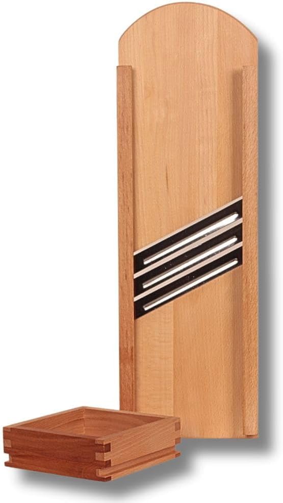 Wooden , Mandoline Slicer for Sauerkraut, Coleslaw. Finger Protection Box, Cut Resistant Glove. Pre-Oiled. Made in Poland!