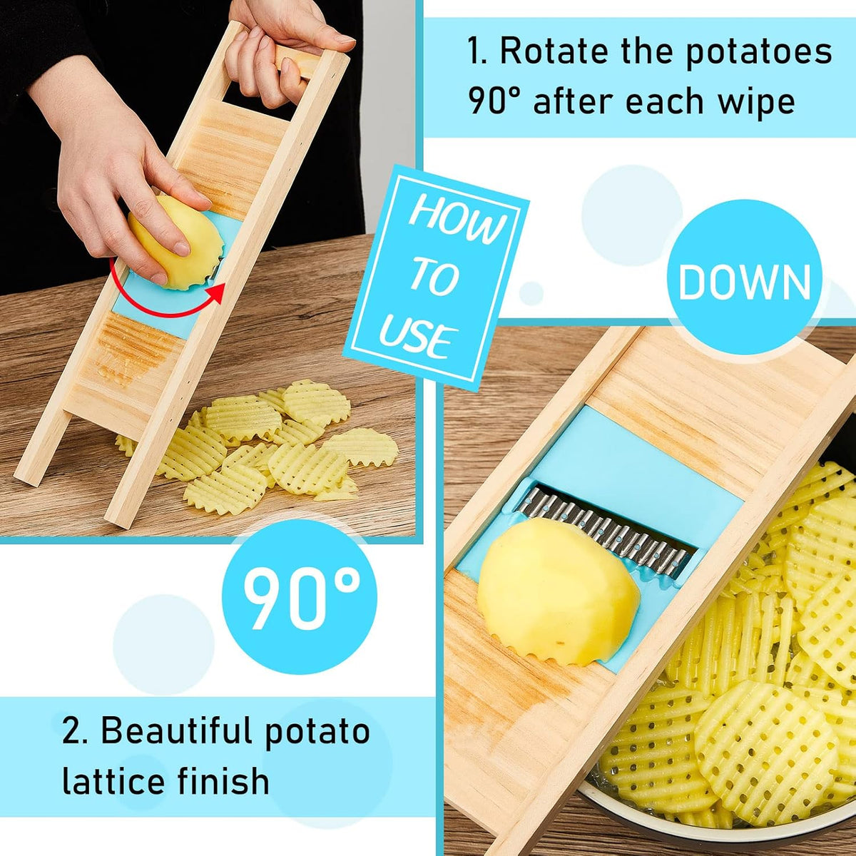 2 Pcs Wave Waffle Crinkle Cutter Set, Blue