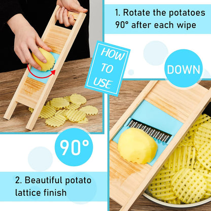 2 Pcs Wave Waffle Crinkle Cutter Set, Blue