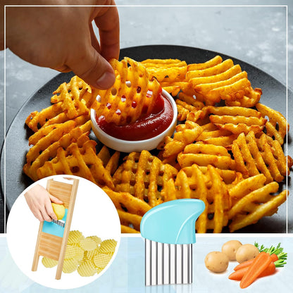 2 Pcs Wave Waffle Crinkle Cutter Set, Blue