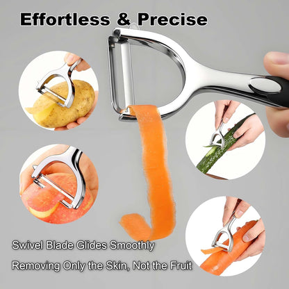 Vegetable Peelers with Swivel Blade | Ultra Sharp 420 Stainless Steel, Ergonomic Handle, Potato Eye Remover, Dishwasher Safe