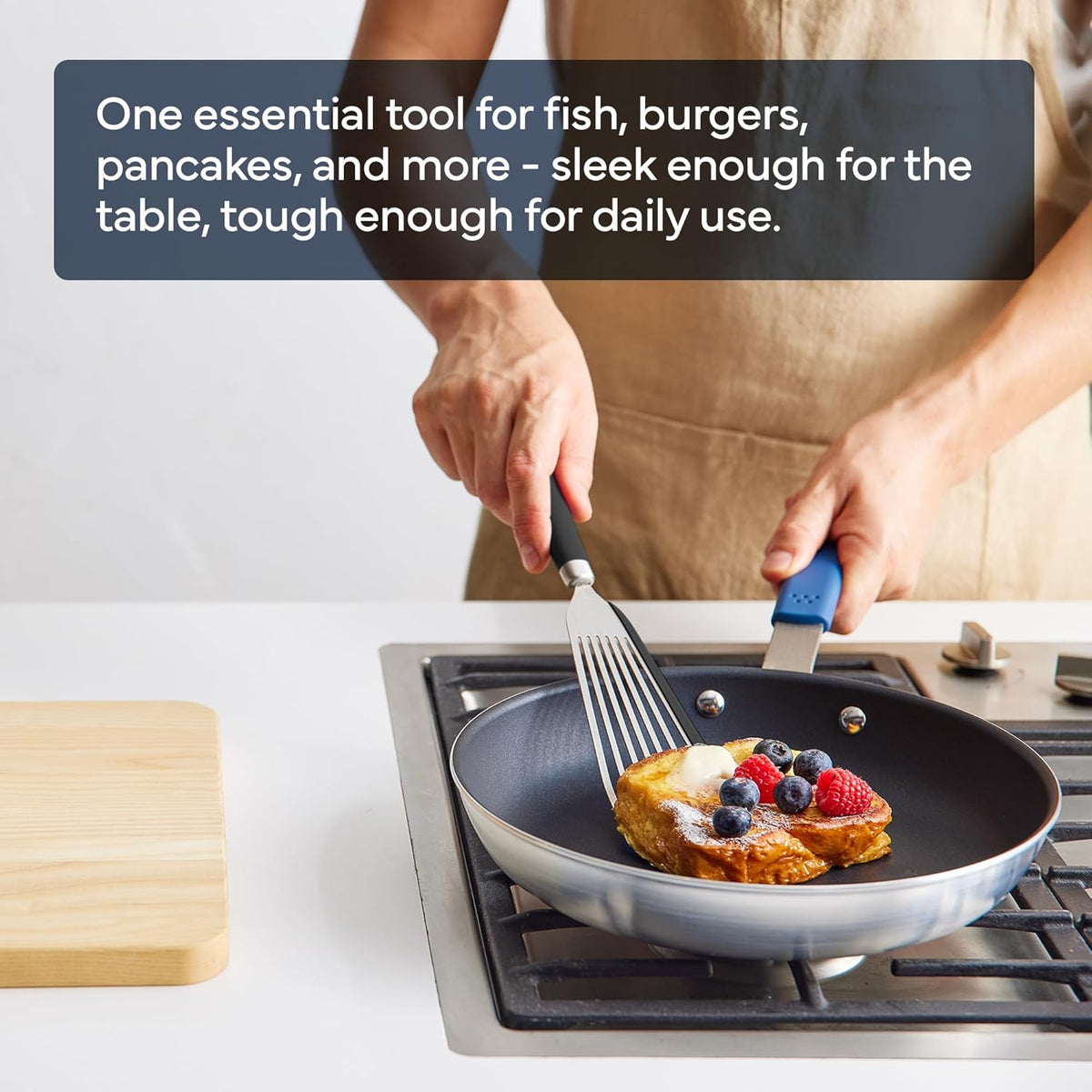Fish Stainless Steel Spatula - Slotted Turner for Cooking - Perfect for Frying - Heat Resistant - Dishwasher Safe -1mm Thick Flexible Flipper - Soft Silicone Grip Handle for Easy Use