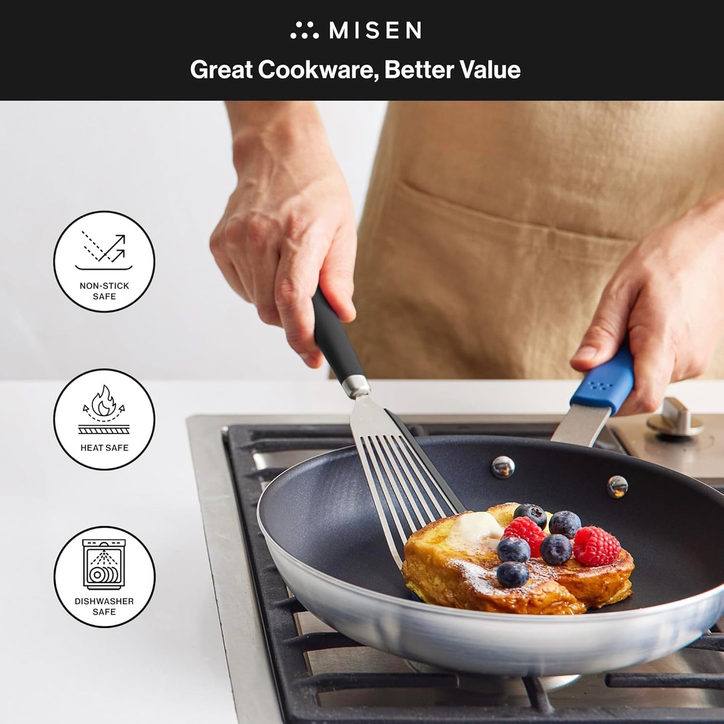 Fish Stainless Steel Spatula - Slotted Turner for Cooking - Perfect for Frying - Heat Resistant - Dishwasher Safe -1mm Thick Flexible Flipper - Soft Silicone Grip Handle for Easy Use