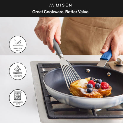 Fish Stainless Steel Spatula - Slotted Turner for Cooking - Perfect for Frying - Heat Resistant - Dishwasher Safe -1mm Thick Flexible Flipper - Soft Silicone Grip Handle for Easy Use