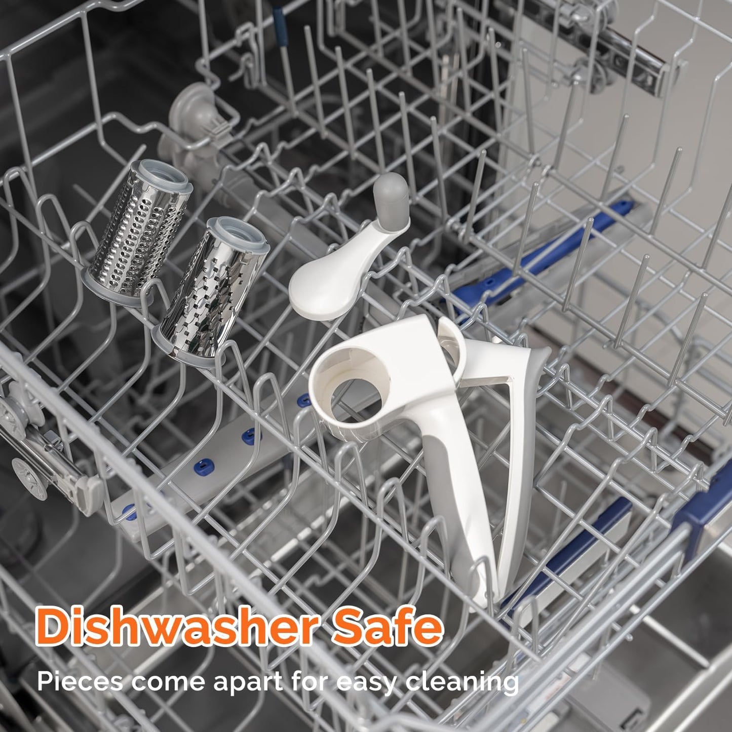 Patented Handheld Parmesan Cheese Grater with 2 Rotary Drums, White | Effortless Hand Crank, 2 Stainless Steel Drums, Fine & Coarse, Restaurant Quality, BPA Free, Fully Dishwasher Safe