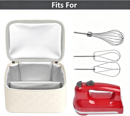 Hand Mixer Storage Case for KitchenAid 5, 6, 7 and 9 Speed Mixers | Portable Design With Carry Handle For Home Bakers, Kitchen Storage, Baking Classes And Travel, Light Beige - Case Only