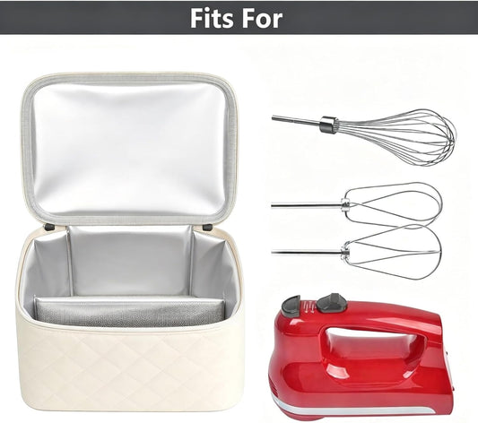 Hand Mixer Storage Case for KitchenAid 5, 6, 7 and 9 Speed Mixers | Portable Design With Carry Handle For Home Bakers, Kitchen Storage, Baking Classes And Travel, Light Beige - Case Only