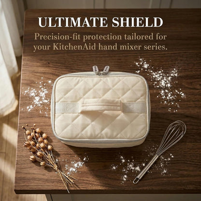 Hand Mixer Storage Case for KitchenAid 5, 6, 7 and 9 Speed Mixers | Portable Design With Carry Handle For Home Bakers, Kitchen Storage, Baking Classes And Travel, Light Beige - Case Only
