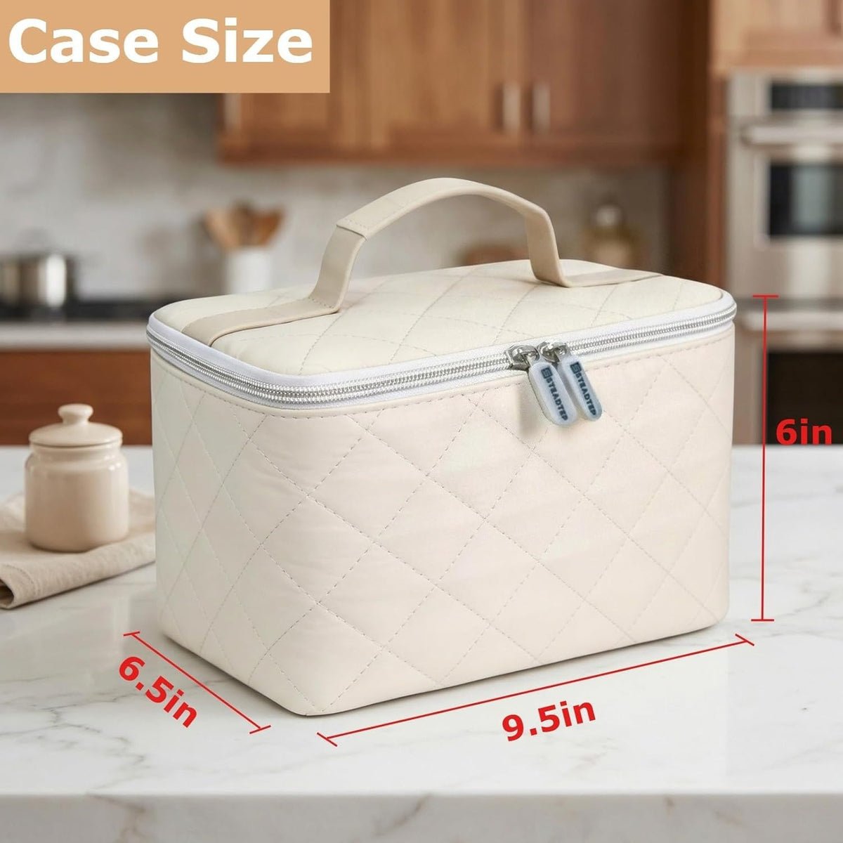 Hand Mixer Storage Case for KitchenAid 5, 6, 7 and 9 Speed Mixers | Portable Design With Carry Handle For Home Bakers, Kitchen Storage, Baking Classes And Travel, Light Beige - Case Only
