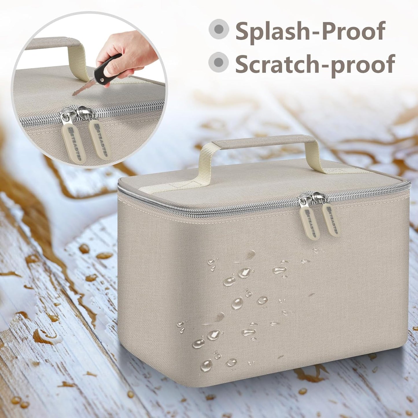Hand Mixer Storage Case for KitchenAid 5, 6, 7 and 9 Speed Mixers | Portable Design With Carry Handle For Home Bakers, Kitchen Storage, Baking Classes And Travel, Light Beige - Case Only