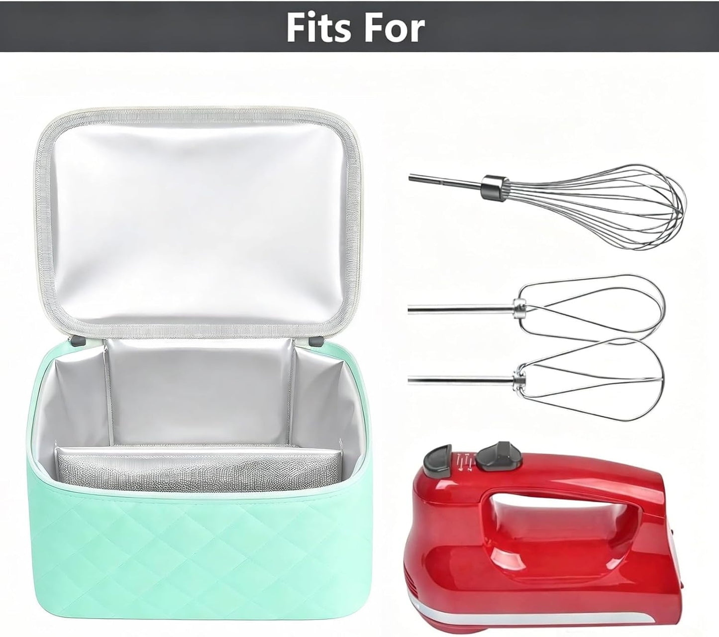 Hand Mixer Storage Case for KitchenAid 5, 6, 7 and 9 Speed Mixers | Portable Design With Carry Handle For Home Bakers, Kitchen Storage, Baking Classes And Travel, Light Beige - Case Only