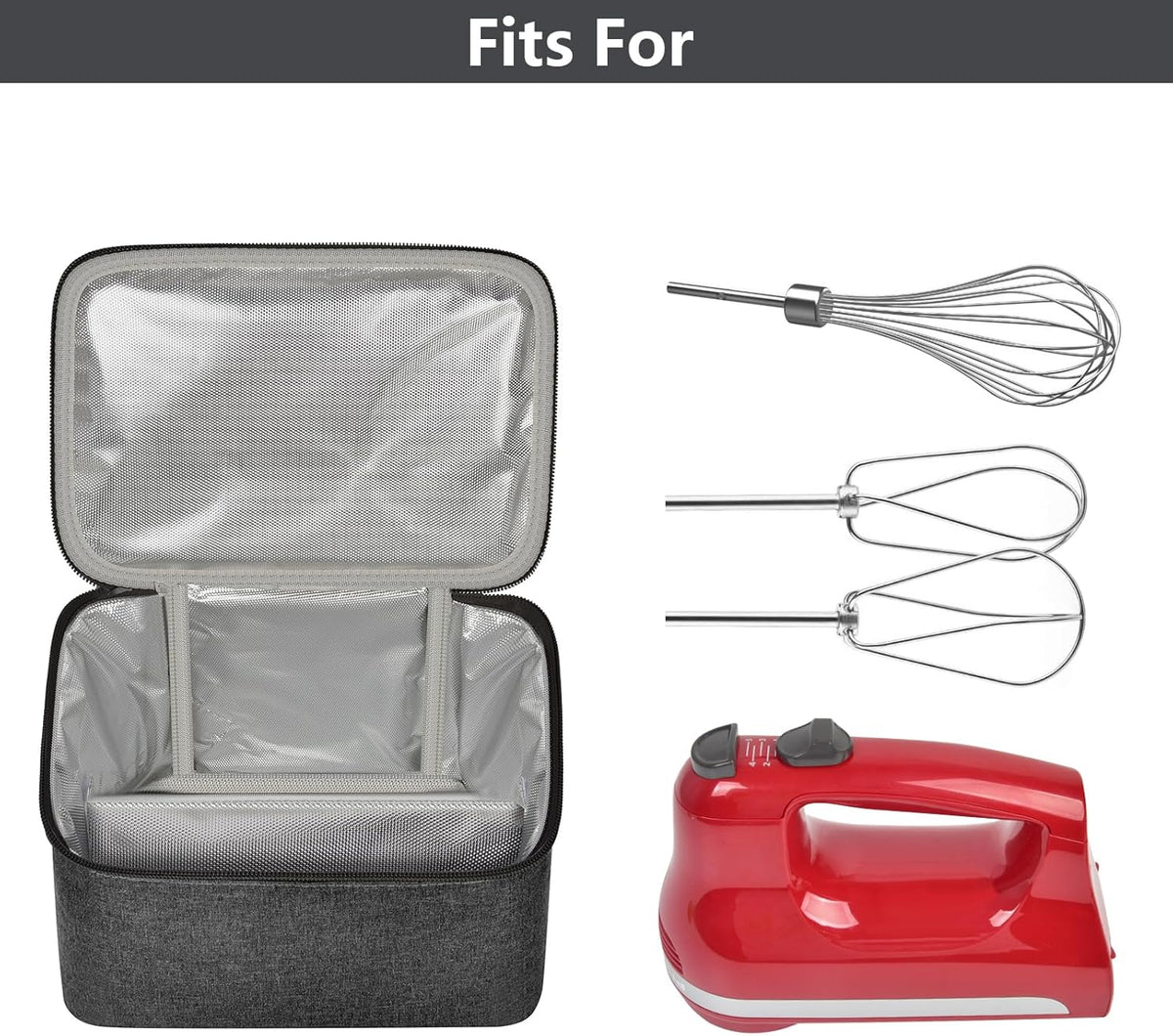 Hand Mixer Storage Case for KitchenAid 5, 6, 7 and 9 Speed Mixers | Portable Design With Carry Handle For Home Bakers, Kitchen Storage, Baking Classes And Travel, Light Beige - Case Only