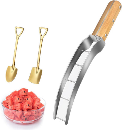 Watermelon Cutter Slicer With Mini 2pcs Shovel Cut Watermelon Into Cubes Knife Melon Baller for Kitchen Gadgets Useful Cool Tool 306 stainless steel
