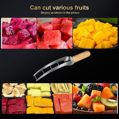 Watermelon Cutter Slicer With Mini 2pcs Shovel Cut Watermelon Into Cubes Knife Melon Baller for Kitchen Gadgets Useful Cool Tool 306 stainless steel