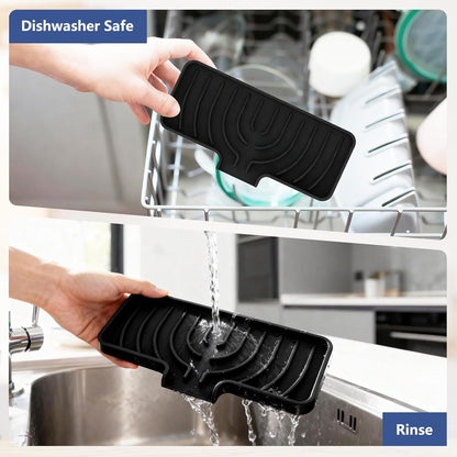 Silicone Sponge Holder for Kitchen Sink, (10x4 In) Sink Caddy with Drain Spout, Self Draining Soap Tray & Organizer, Kitchen Accessories,Bathroom Organizer, Easy to Clean (Grey)