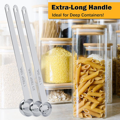 2PCS 1TSP(5ml) Extra Long Handle Measuring Spoon, 18/8 Stainless Steel