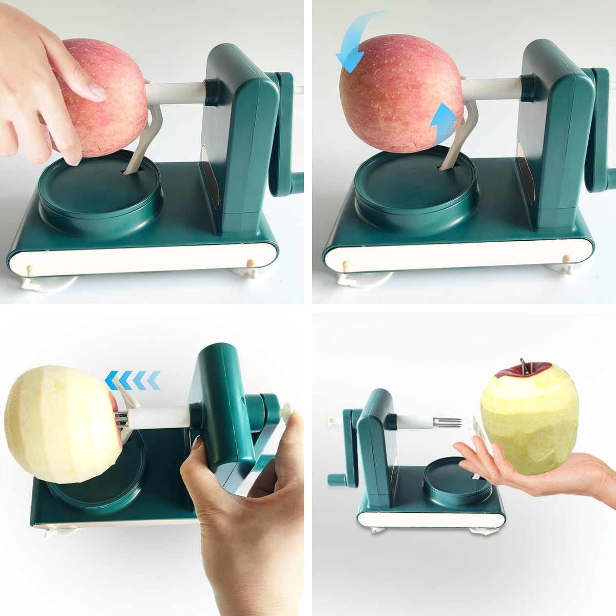 Apple Peeler, Slicer, and Corer Set – 8 Wedges Apple Slicer Corer，Stainless Steel Blades，Effortless Peeling for All Apples & pears (green)