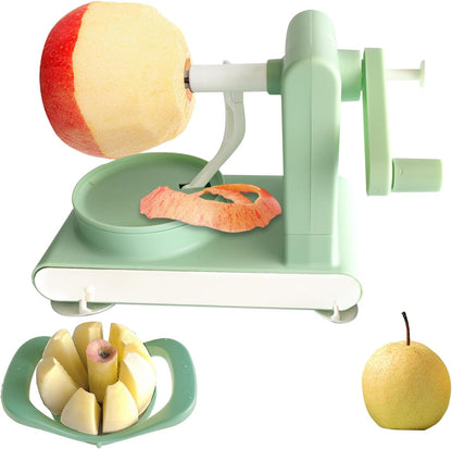 Apple Peeler, Slicer, and Corer Set – 8 Wedges Apple Slicer Corer，Stainless Steel Blades，Effortless Peeling for All Apples & pears (green)