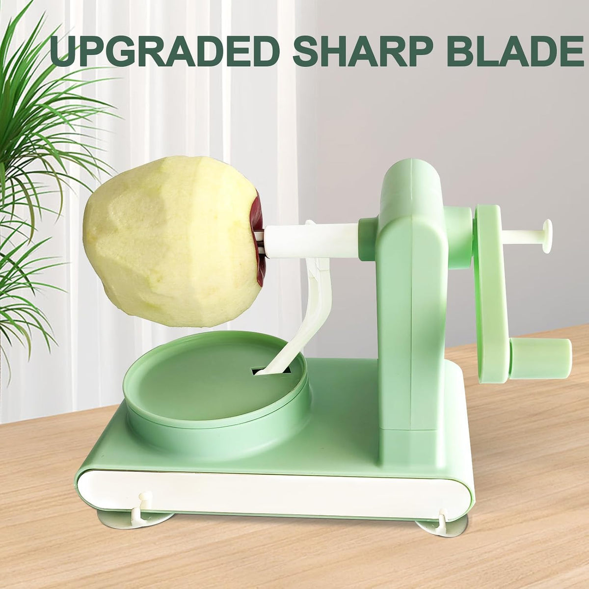 Apple Peeler, Slicer, and Corer Set – 8 Wedges Apple Slicer Corer，Stainless Steel Blades，Effortless Peeling for All Apples & pears (green)