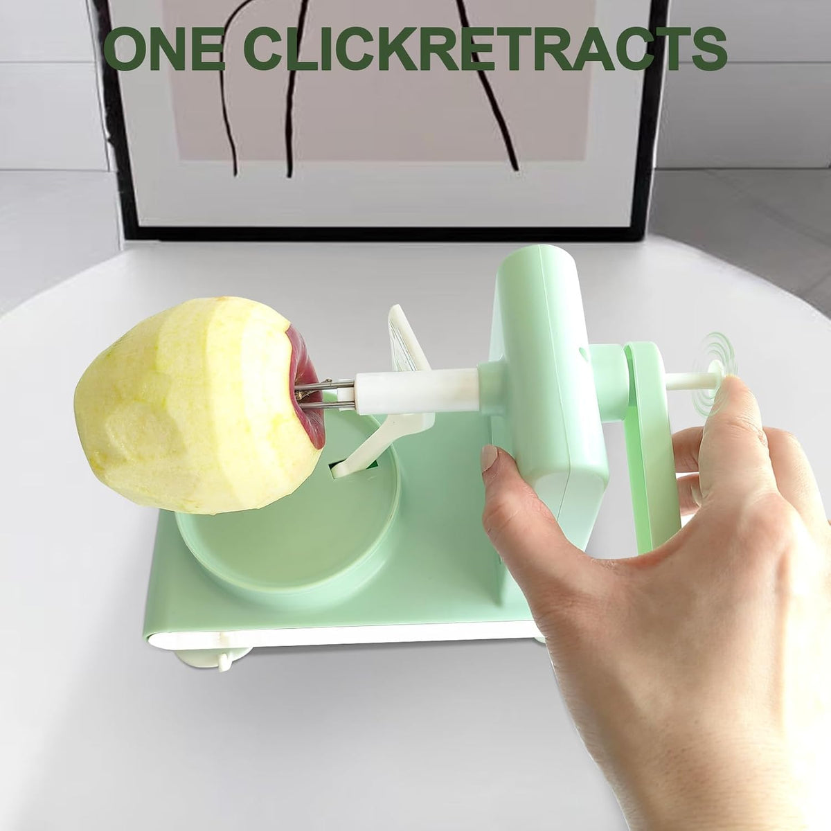 Apple Peeler, Slicer, and Corer Set – 8 Wedges Apple Slicer Corer，Stainless Steel Blades，Effortless Peeling for All Apples & pears (green)