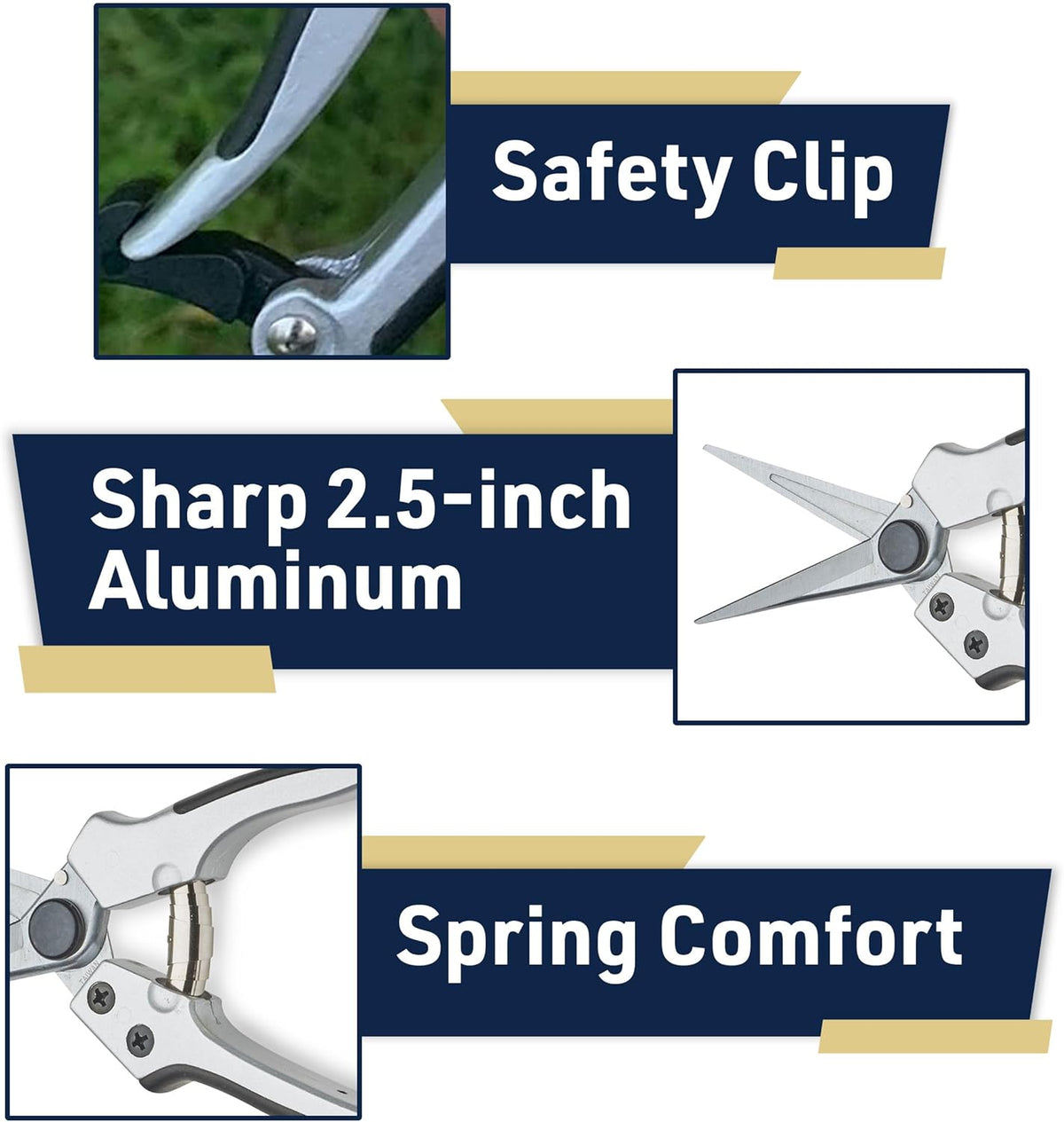 Pruning Shears - Garden Scissors Florist Snips - 2.5” Blades - Flower Scissors for Cutting Fresh Flowers, Trimming, or Harvesting Herbs or Fruit - Pruners for Gardening Tools