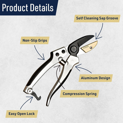 Pruning Shears - Garden Scissors Florist Snips - 2.5” Blades - Flower Scissors for Cutting Fresh Flowers, Trimming, or Harvesting Herbs or Fruit - Pruners for Gardening Tools