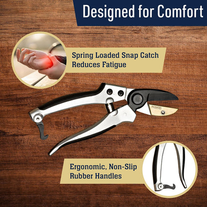 Pruning Shears - Garden Scissors Florist Snips - 2.5” Blades - Flower Scissors for Cutting Fresh Flowers, Trimming, or Harvesting Herbs or Fruit - Pruners for Gardening Tools