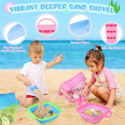 Beachcombing Kit, 2 Collapsible Sand Sifters for Kids Ages 3-12