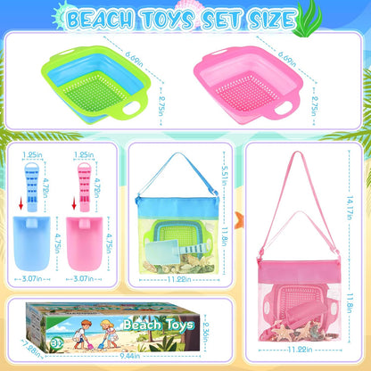 Beachcombing Kit, 2 Collapsible Sand Sifters for Kids Ages 3-12