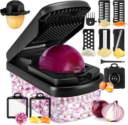 Vegetable Chopper, 12-in-1 Food Veggie Chopper Cutter with Container