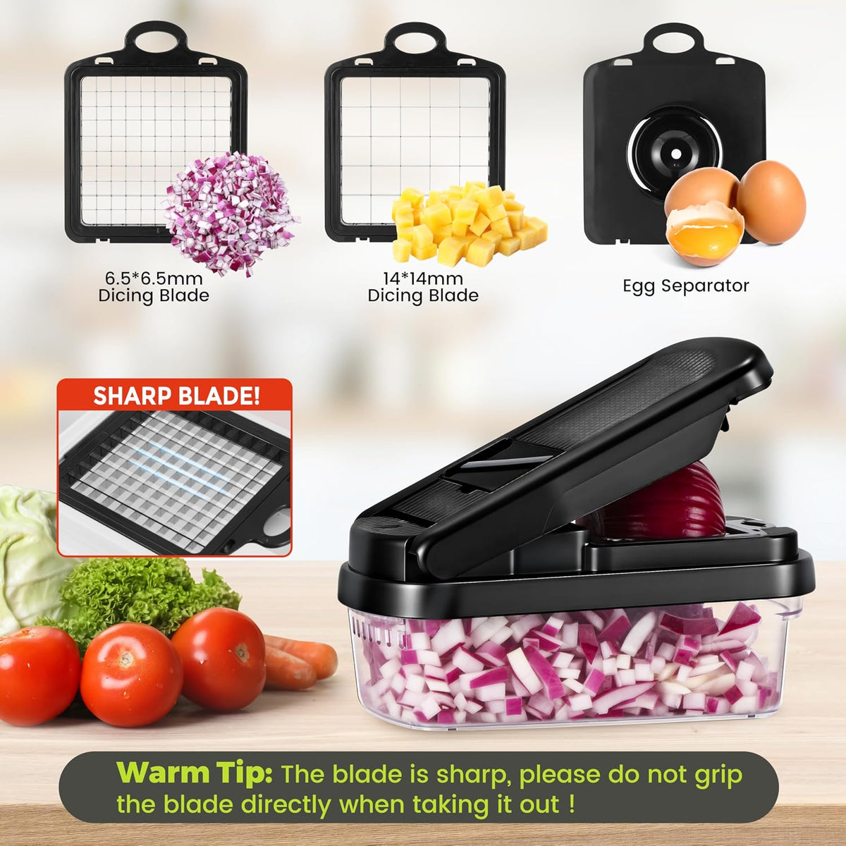 Vegetable Chopper, 12-in-1 Food Veggie Chopper Cutter with Container