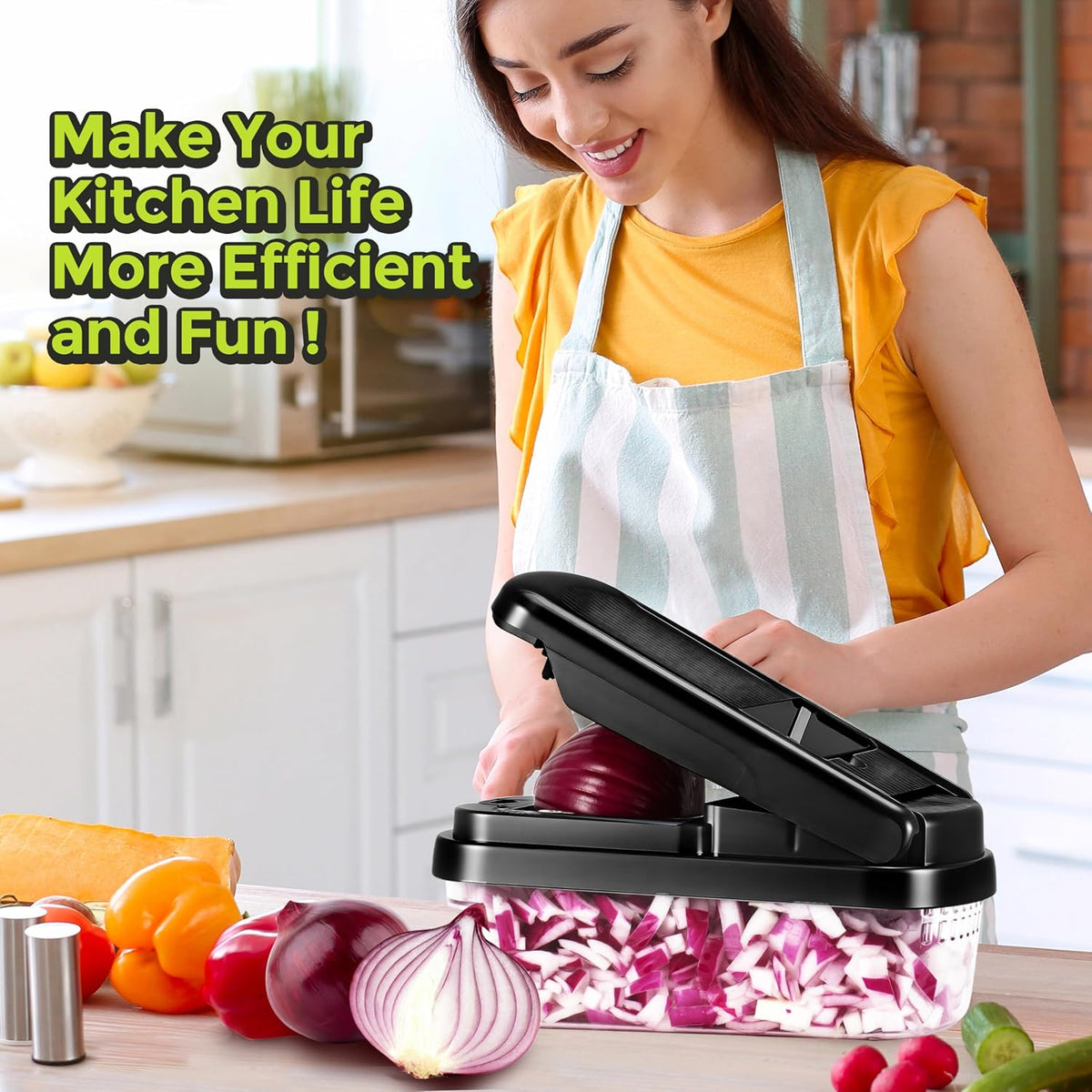 Vegetable Chopper, 12-in-1 Food Veggie Chopper Cutter with Container
