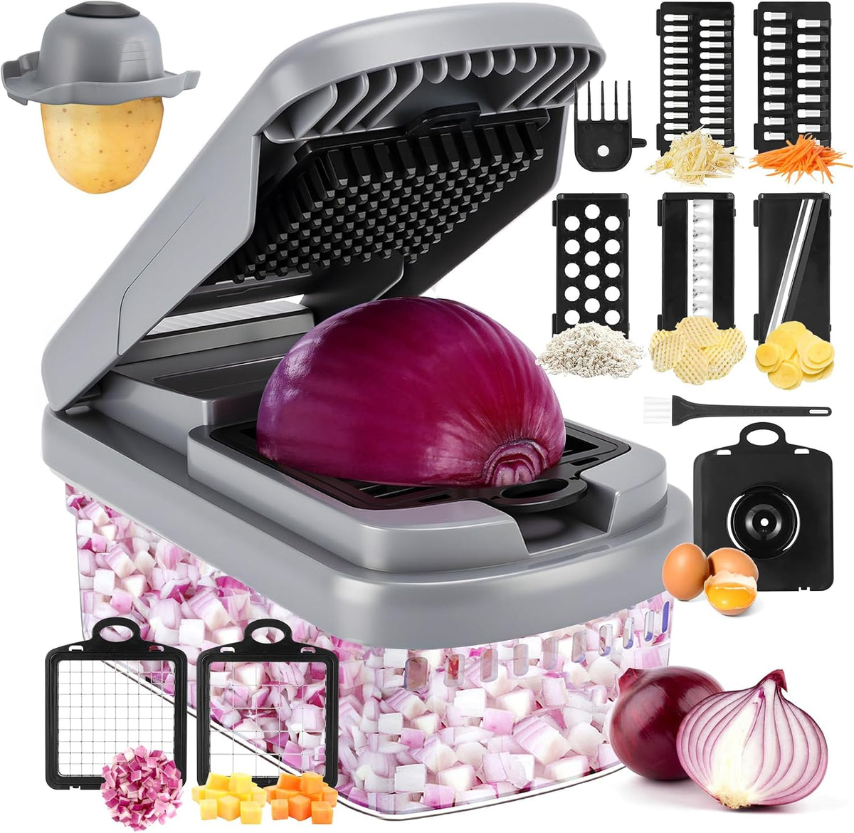 Vegetable Chopper, 12-in-1 Food Veggie Chopper Cutter with Container
