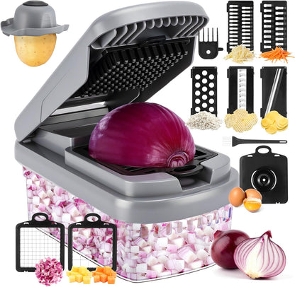 Vegetable Chopper, 12-in-1 Food Veggie Chopper Cutter with Container