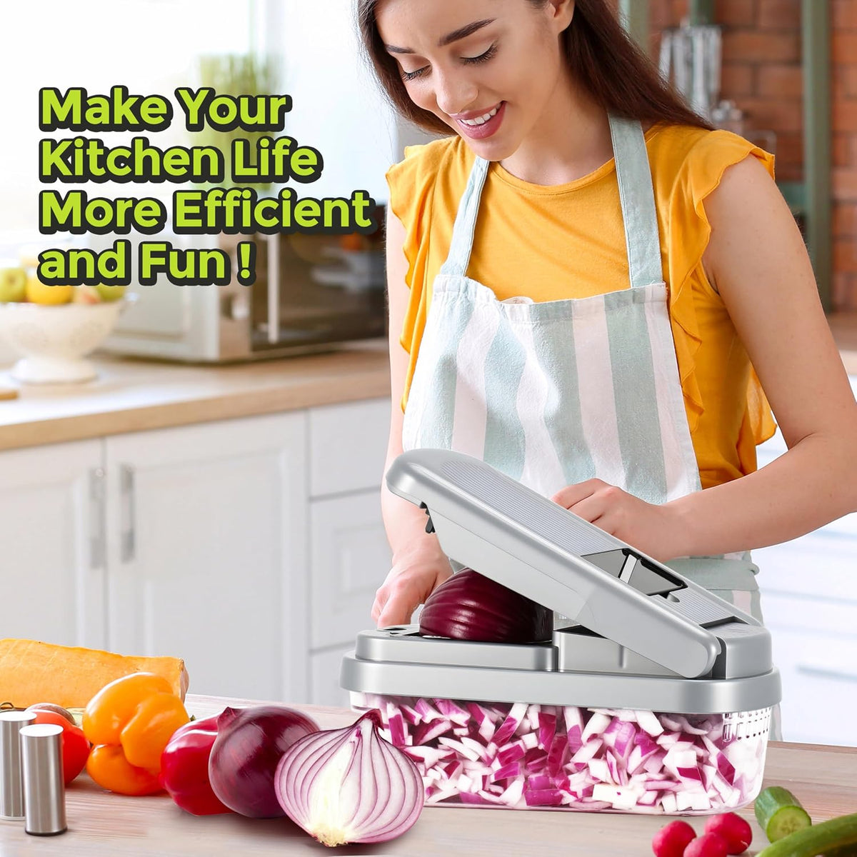 Vegetable Chopper, 12-in-1 Food Veggie Chopper Cutter with Container