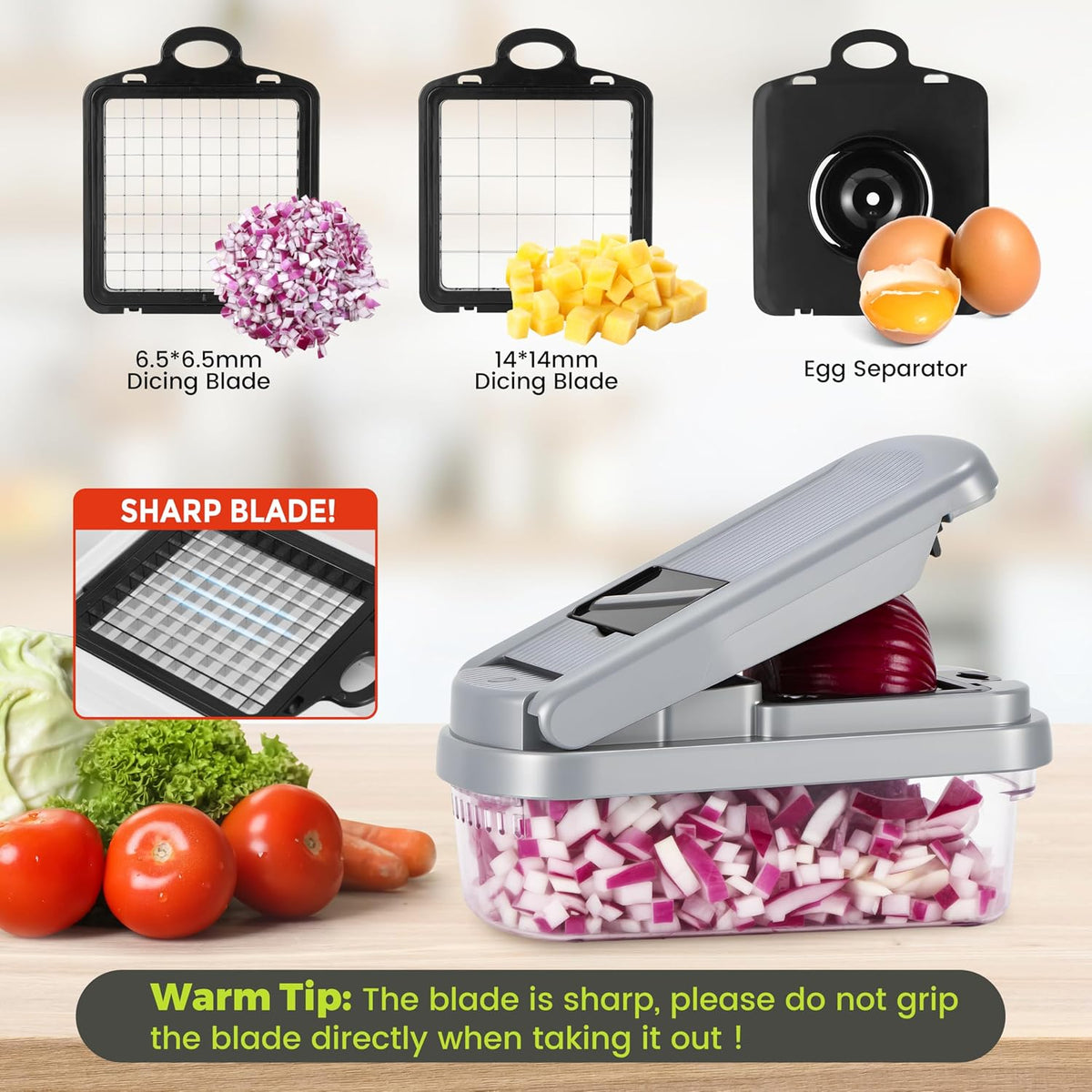 Vegetable Chopper, 12-in-1 Food Veggie Chopper Cutter with Container