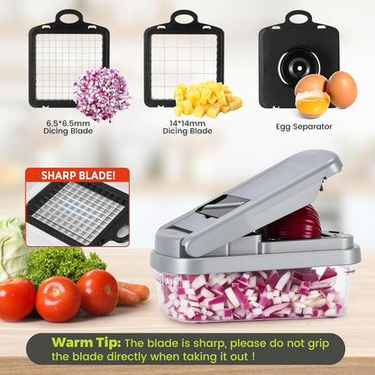 Vegetable Chopper, 12-in-1 Food Veggie Chopper Cutter with Container