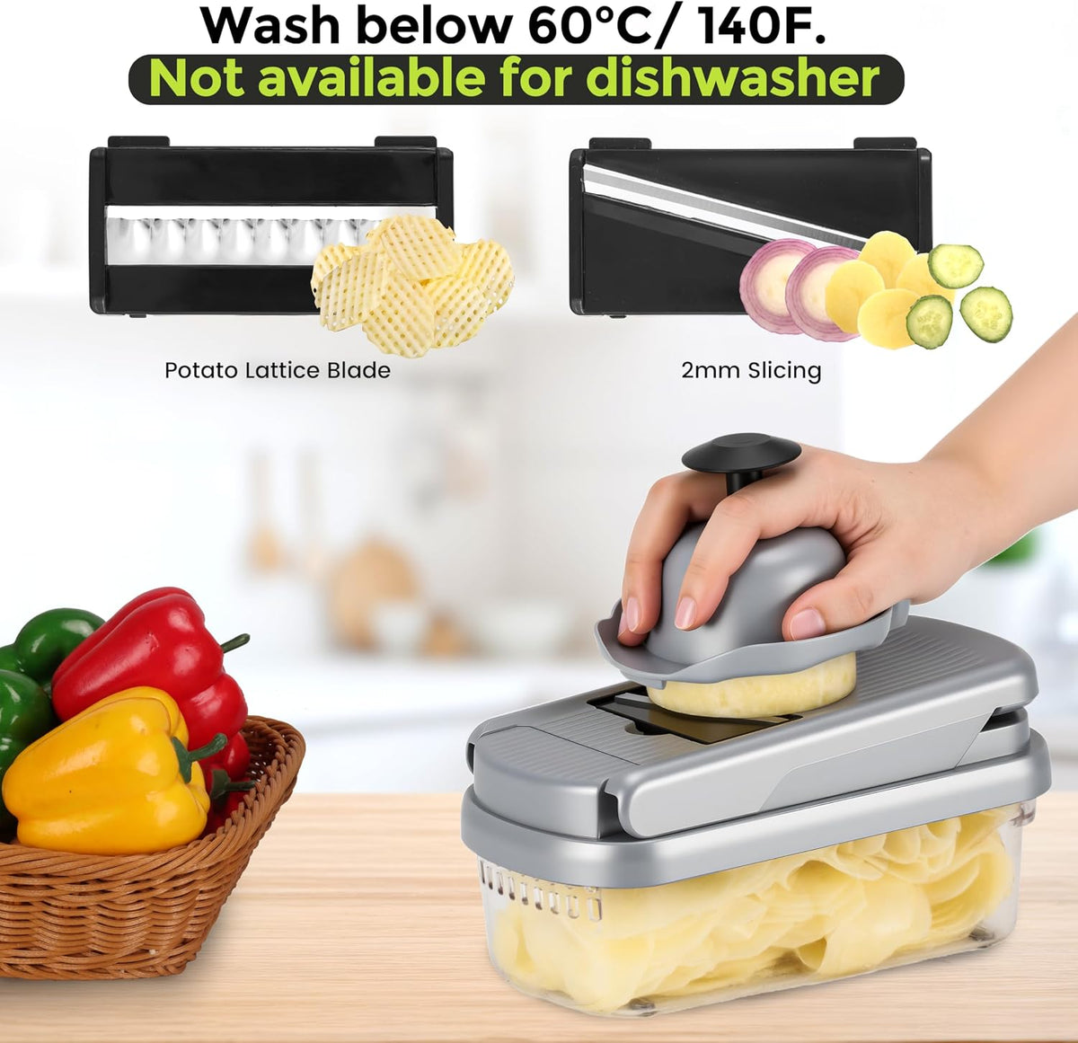 Vegetable Chopper, 12-in-1 Food Veggie Chopper Cutter with Container