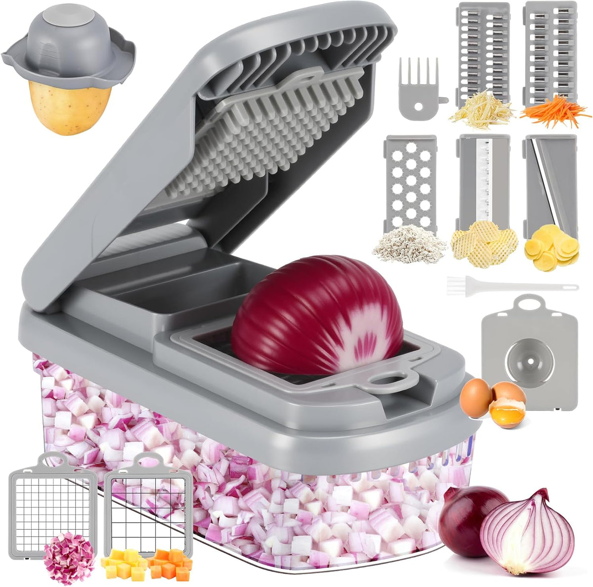 Vegetable Chopper, 12-in-1 Food Veggie Chopper Cutter with Container