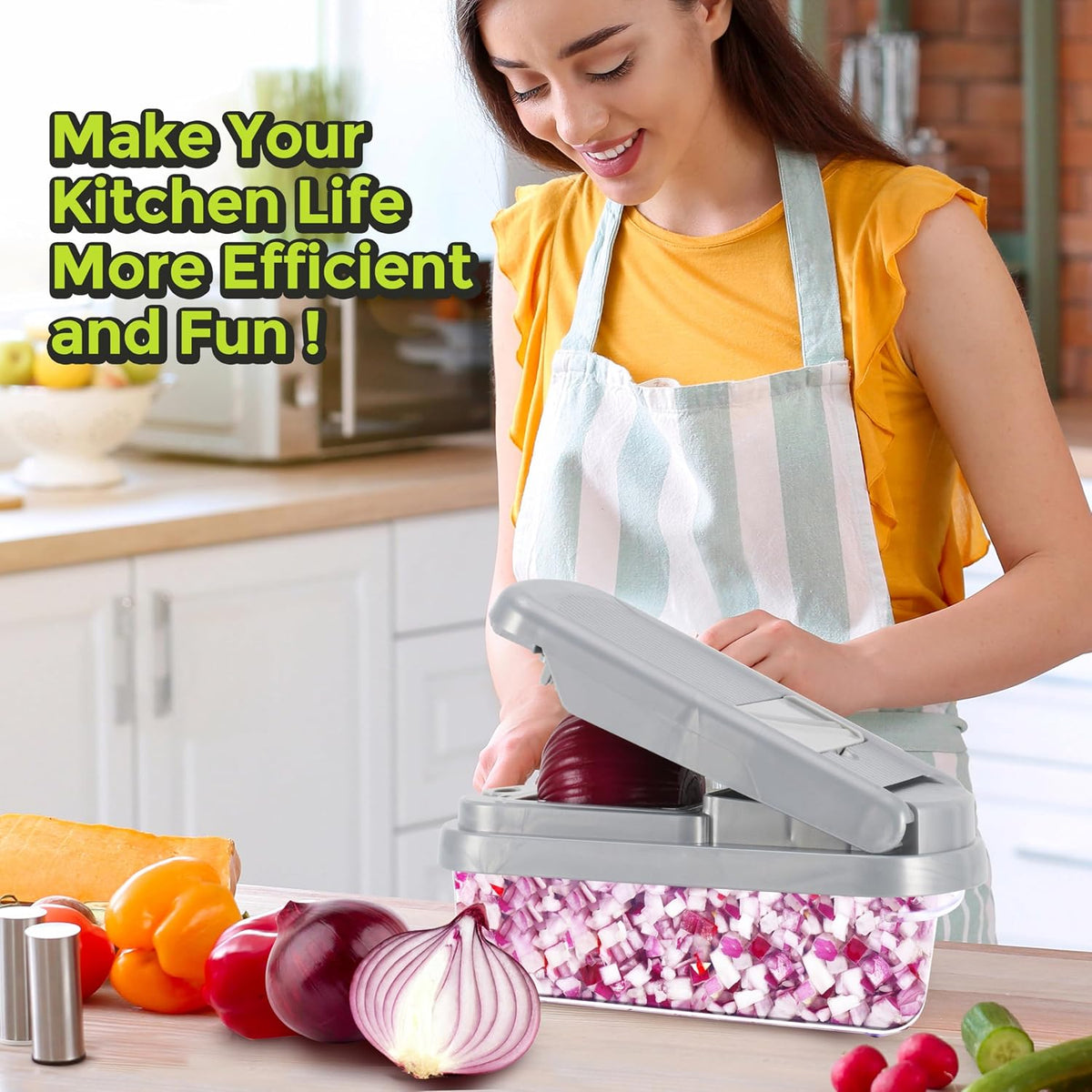 Vegetable Chopper, 12-in-1 Food Veggie Chopper Cutter with Container