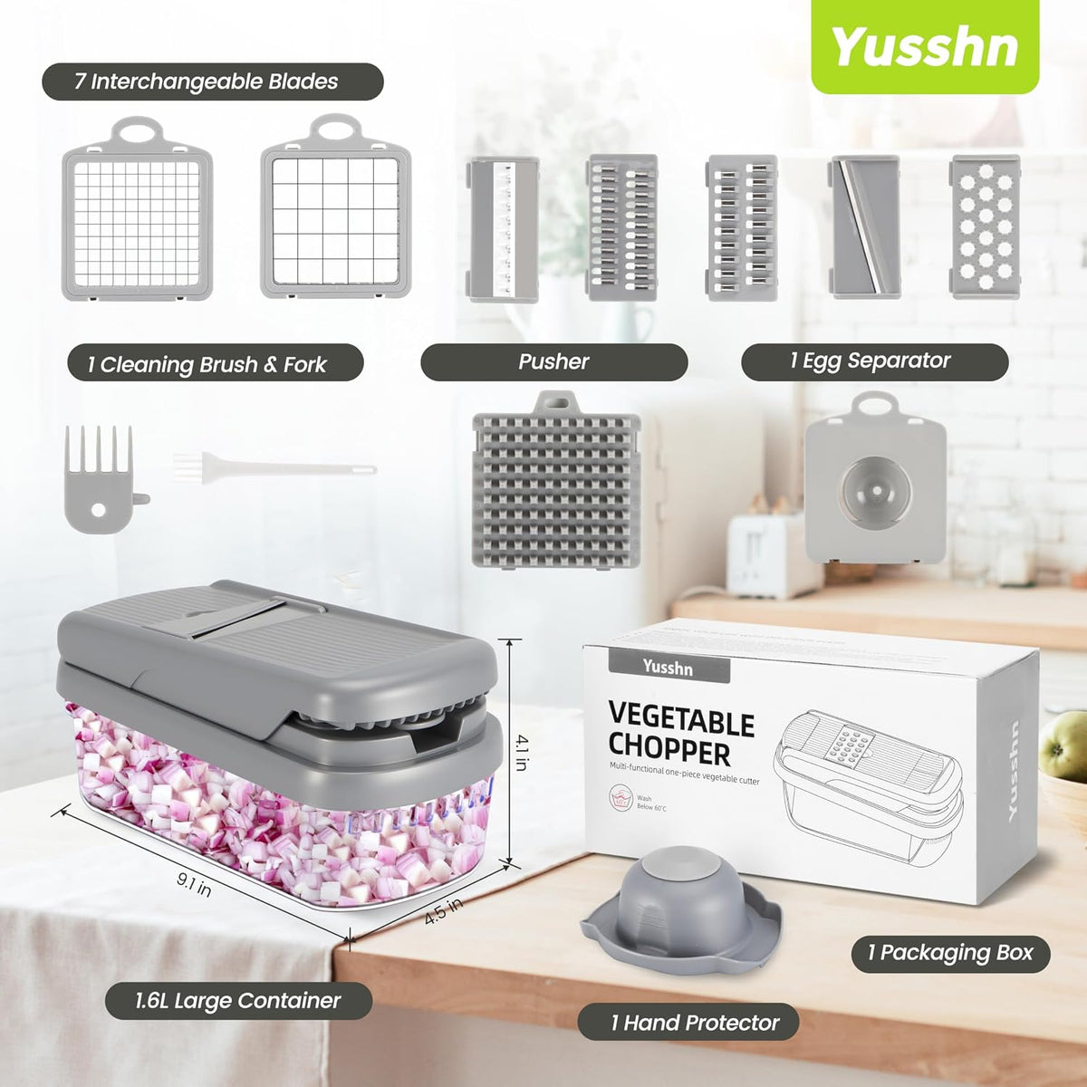 Vegetable Chopper, 12-in-1 Food Veggie Chopper Cutter with Container