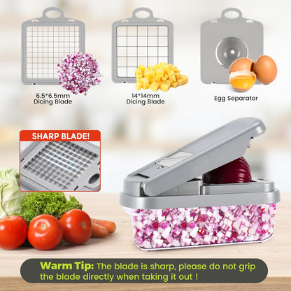 Vegetable Chopper, 12-in-1 Food Veggie Chopper Cutter with Container