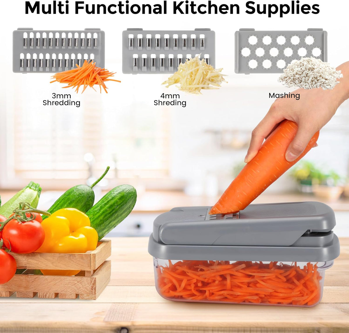 Vegetable Chopper, 12-in-1 Food Veggie Chopper Cutter with Container