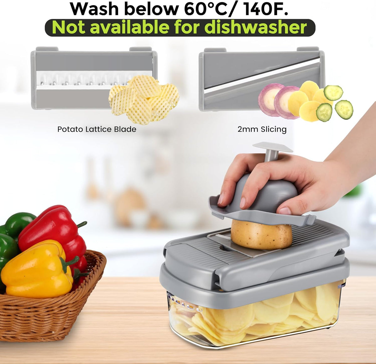 Vegetable Chopper, 12-in-1 Food Veggie Chopper Cutter with Container