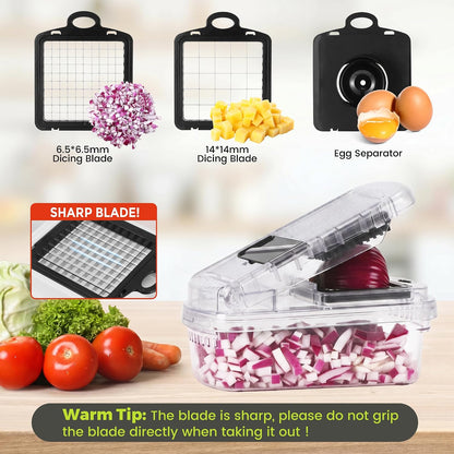 Vegetable Chopper, 12-in-1 Food Veggie Chopper Cutter with Container